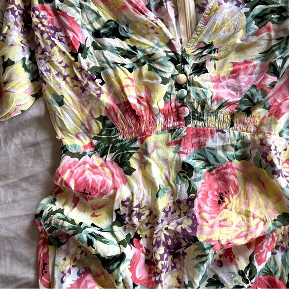 SALE💝 Faithfull the Brand Yellow Floral Garden Party Maxi Dress - Picture 4 of 8